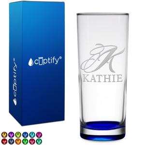 Personalized Script Name and Initial on 10oz Highball Glass