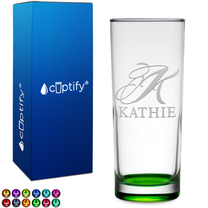 Personalized Script Name and Initial on 10oz Highball Glass