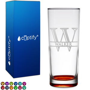 Personalized Split Script Inital and Name on 10oz Highball Glass