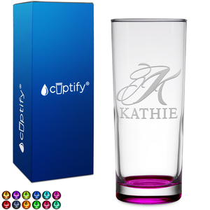 Personalized Script Name and Initial on 10oz Highball Glass