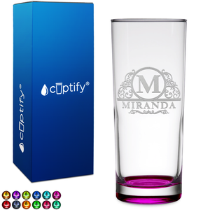 Personalized Elaborate Circle Monogram on 10oz Highball Glass