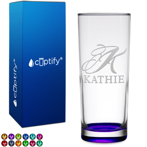 Personalized Script Name and Initial on 10oz Highball Glass