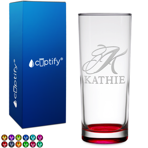 Personalized Script Name and Initial on 10oz Highball Glass