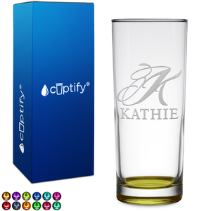 Personalized Script Name and Initial on 10oz Highball Glass