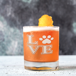 Love Dogs Paw Print Old Fashioned Glass