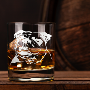 Bulldog Head on 10.25oz Whiskey Glass