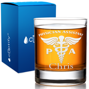 Personalized PA Physician Assistant on 10.25oz Whiskey Glass