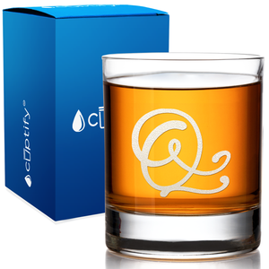 Monogram Curly Initial Letter on 10.25oz Whiskey Glass