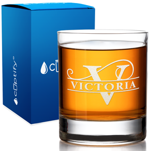 Personalized Swoosh Split Monogram on 10.25oz Whiskey Glass