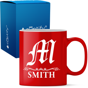 Personalized Gothic Initial 11oz Coffee Mug