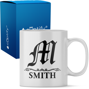 Personalized Gothic Initial 11oz Coffee Mug