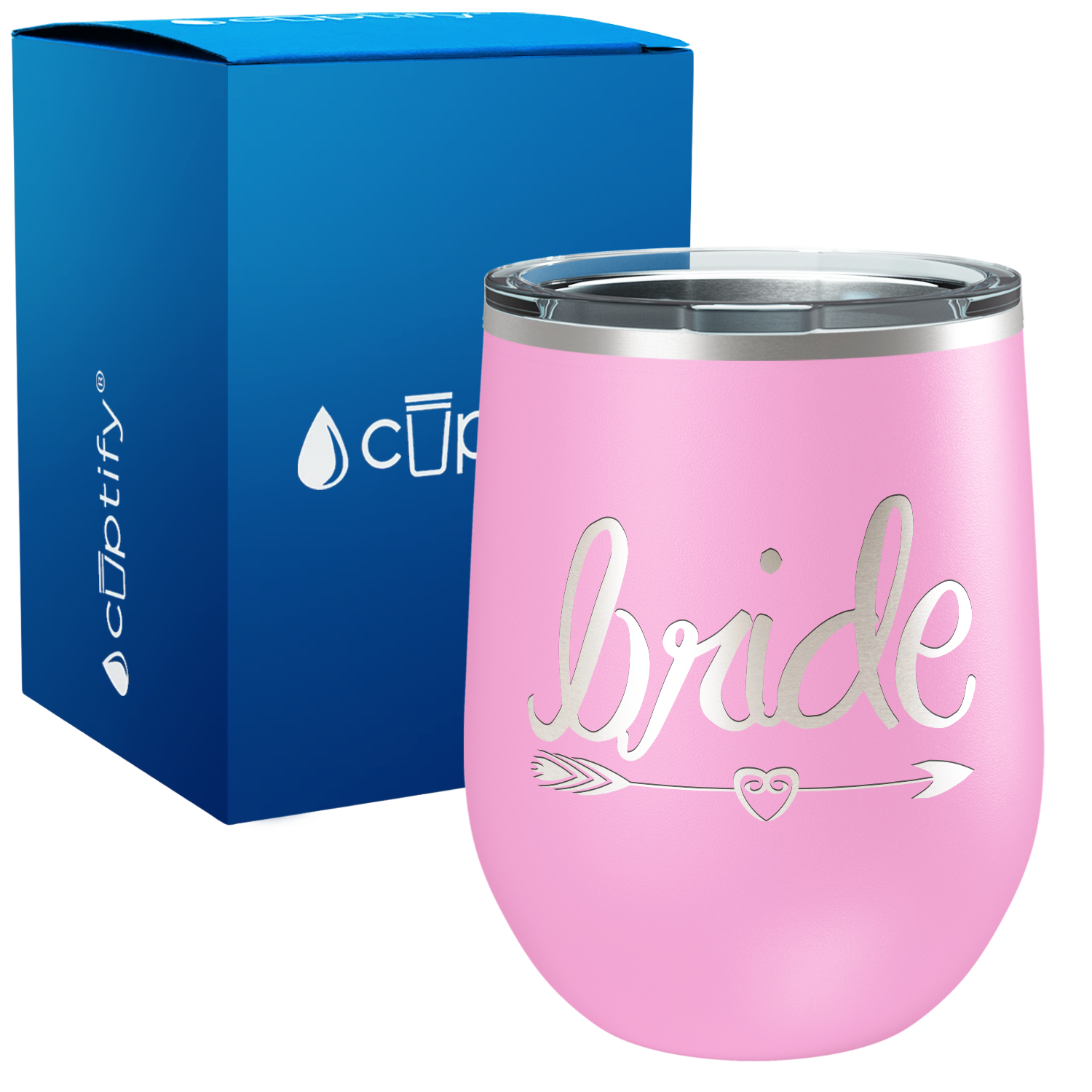 Bride Heart Arrow 12oz Bridal Shower Wine Tumbler