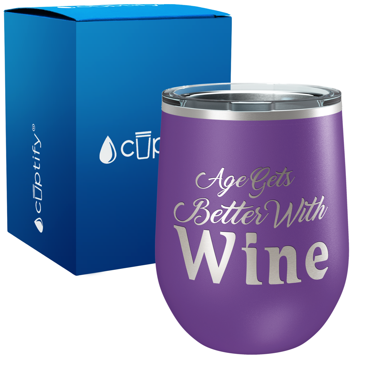 Custom Etched Simple Modern Wine Tumbler, 12 Ounce - Integrity Bottles