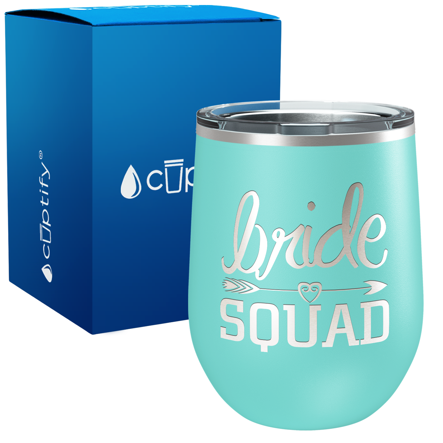 Bride Squad Heart Arrow 12oz Bridal Shower Wine Tumbler