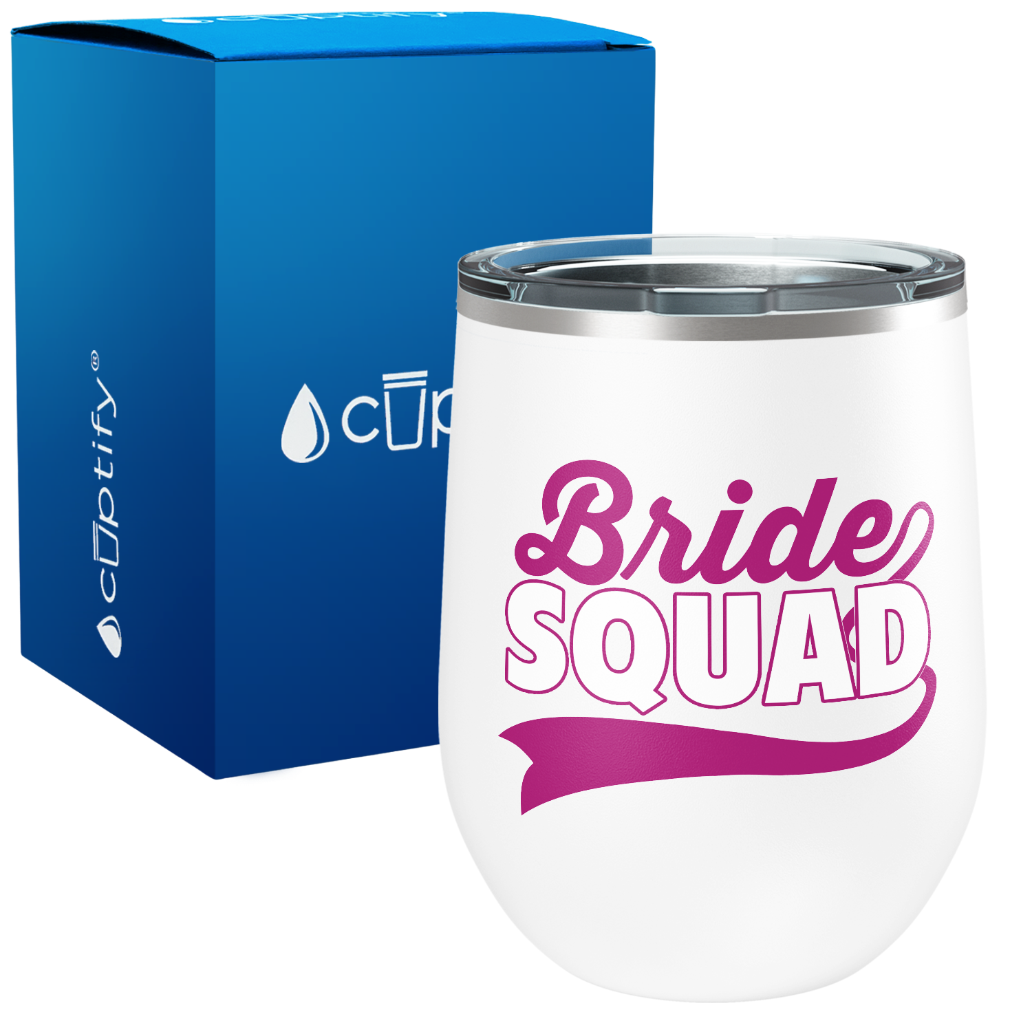 Bride Squad Swoosh 12oz Bridal Shower Wine Tumbler