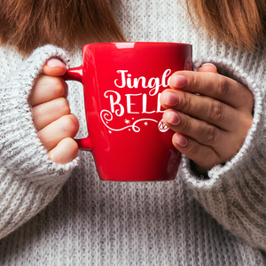 Jingle Bells on Red 16oz Christmas Bistro Coffee Mug