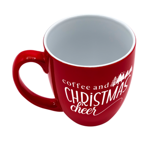 Coffee and Cheer 16oz Red Personalized Christmas Bistro Coffee Mug