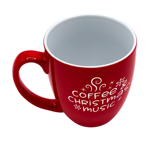 Coffee & Christmas Music 16oz Red Personalized Christmas Bistro Coffee Mug