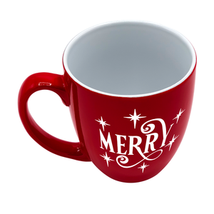 Merry 16oz Red Personalized Christmas Bistro Coffee Mug