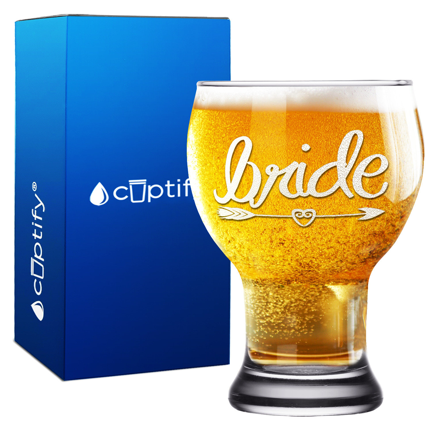 Bride Heart Arrow Beer Craft Master Glass