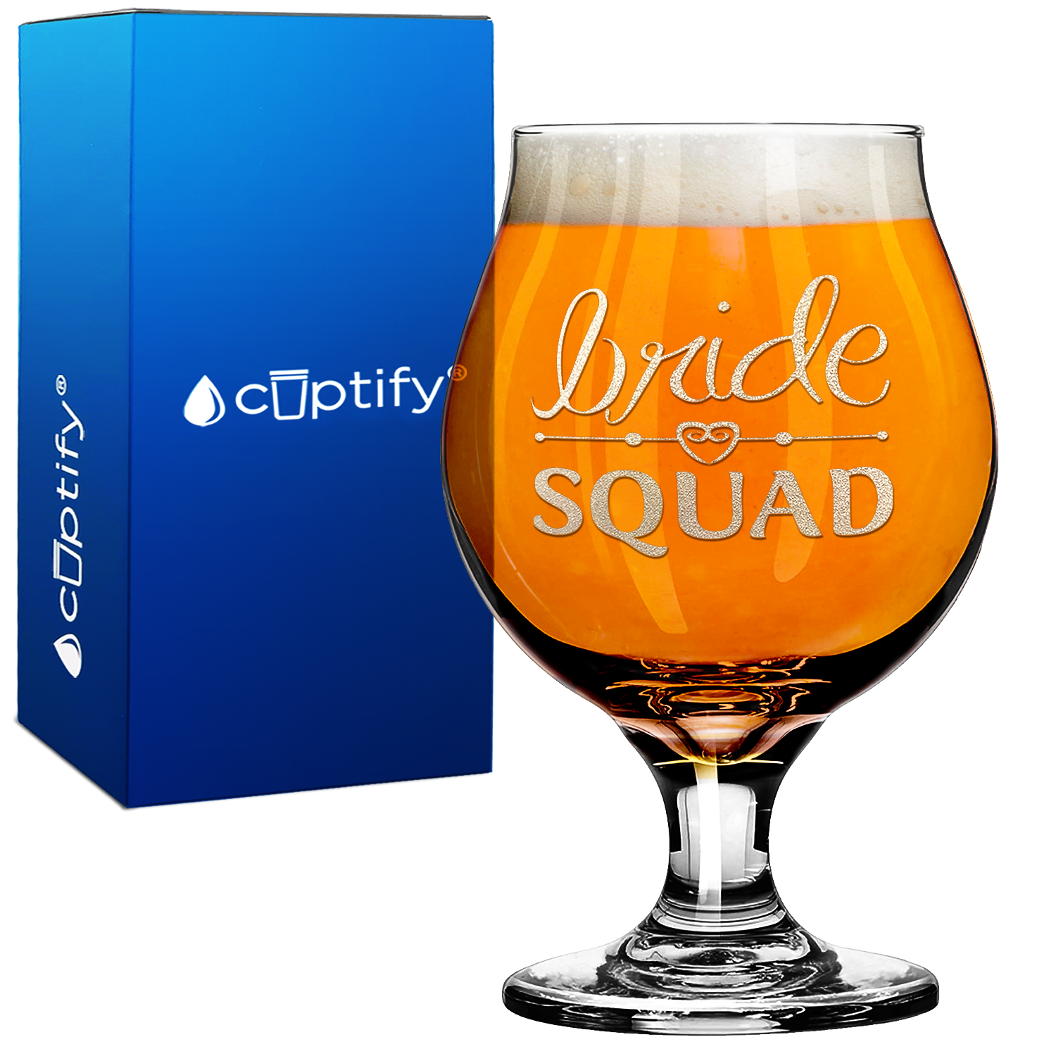 Bride Squad Heart Beer Belgian Glass