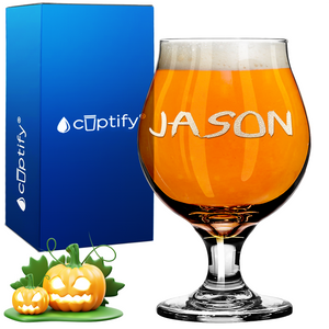 Personalized Scary Halloween Font 16oz Belgian Beer Glass