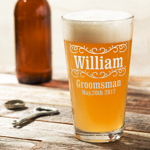 Personalized Classic Groomsmen Beer Pint Glass