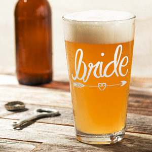 Bride Heart Arrow Beer Pint Glass