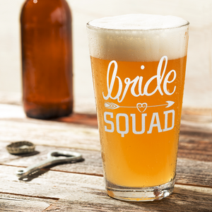 Bride Squad Heart Arrow Beer Pint Glass