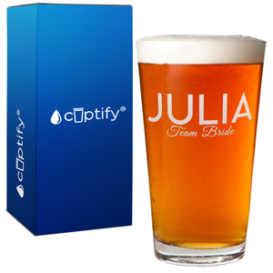 Personalized Team Bride Beer Pint Glass