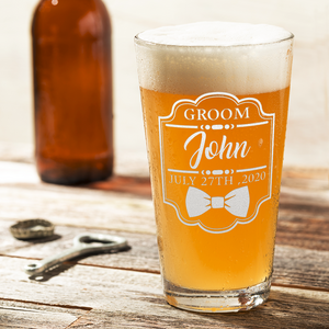 Personalized Groom Beer Pint Glass