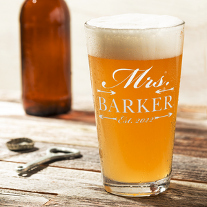 Personalized Mrs. Arrows Beer Pint Glass