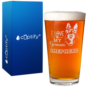 I Love my German Shepherd Beer Pint Glass