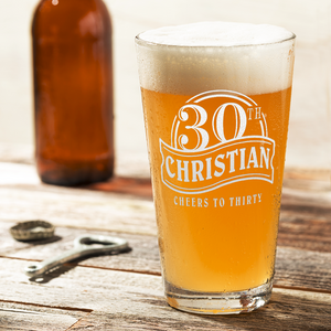 Cheers to Thirty 16oz Beer Pint Glass