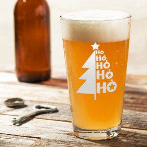 Ho Ho Ho Christmas Tree 16oz Beer Pint Glass