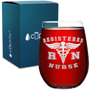 RN Registered Nurse on 17oz Stemless Wine Glass