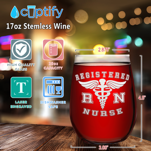 RN Registered Nurse on 17oz Stemless Wine Glass