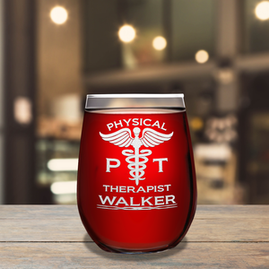 Personalized PT Physical Therapist 17oz Stemless Wine Glass