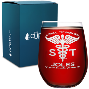 Personalized ST Surgical Technologist Gift 17oz Stemless Wine Glass