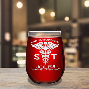 Personalized ST Surgical Technologist Gift 17oz Stemless Wine Glass