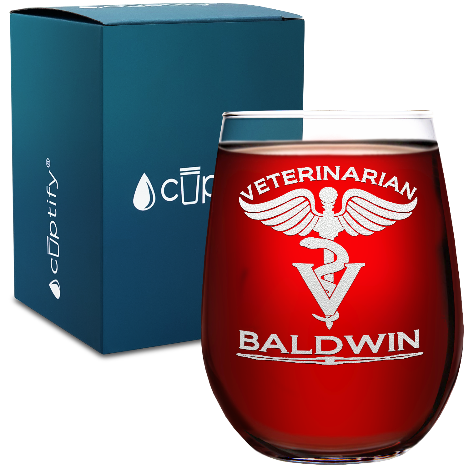 Personalized Veterinarian Gift 17oz Stemless Wine Glass