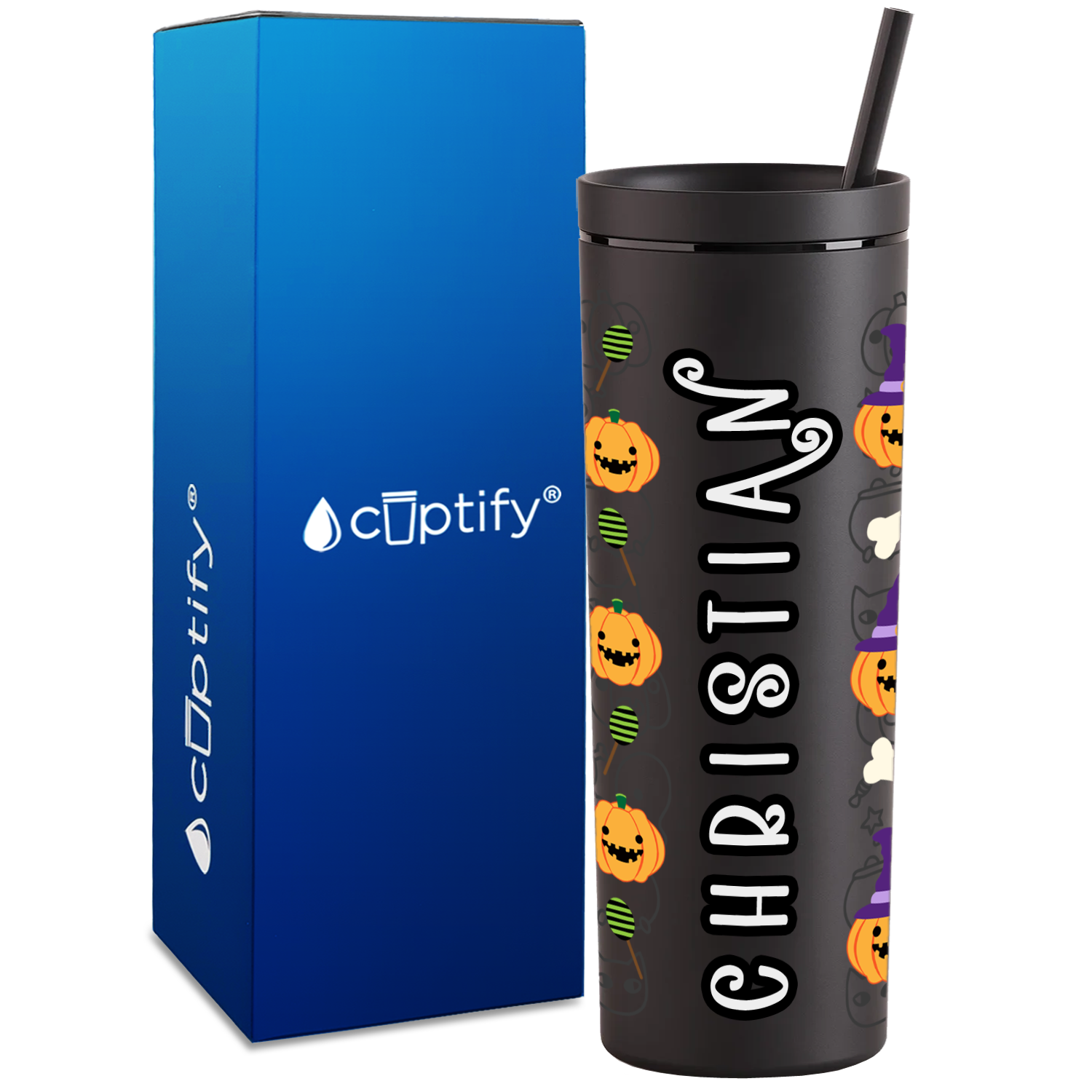 Personalized Halloween Party on 18oz Acrylic Skinny Tumbler