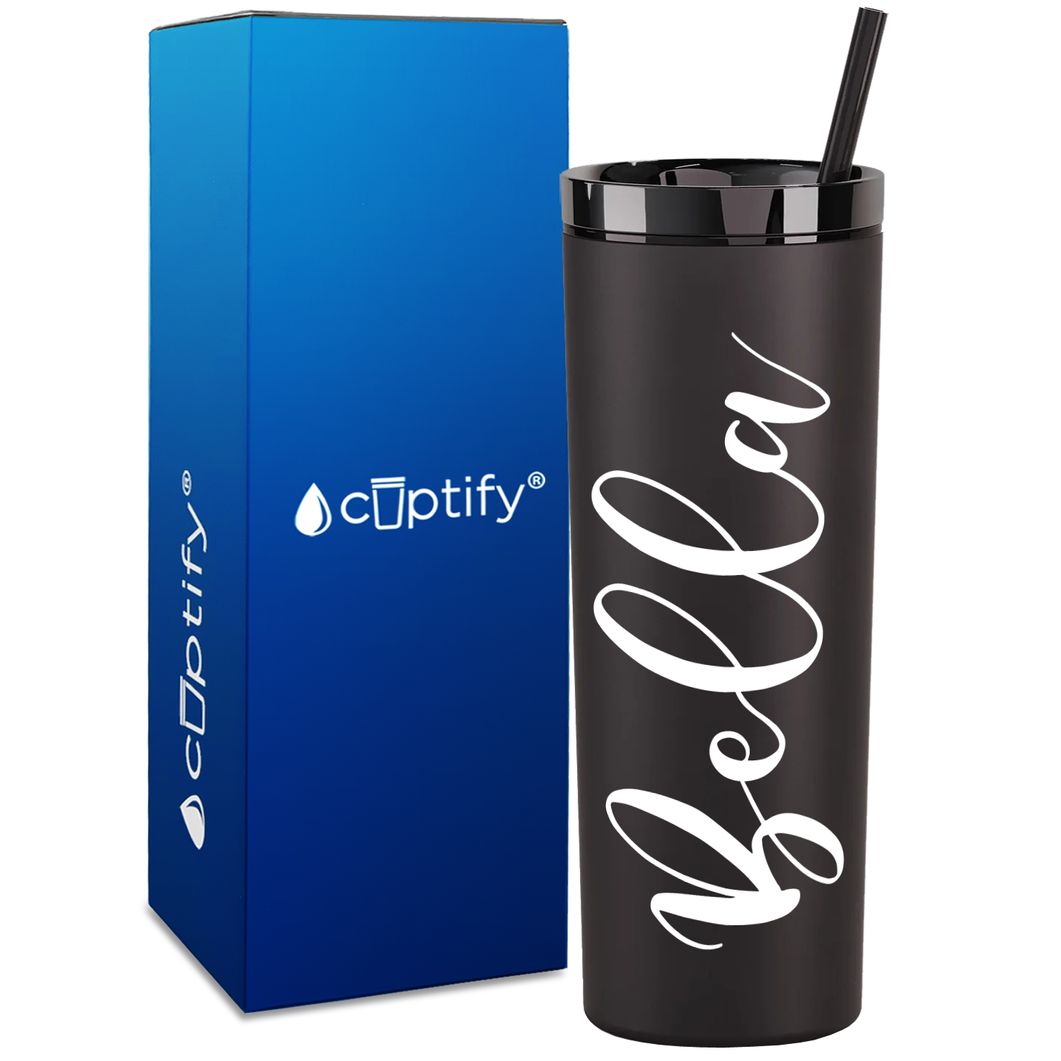 Personalized Bella Style on 18oz Acrylic Skinny Tumbler