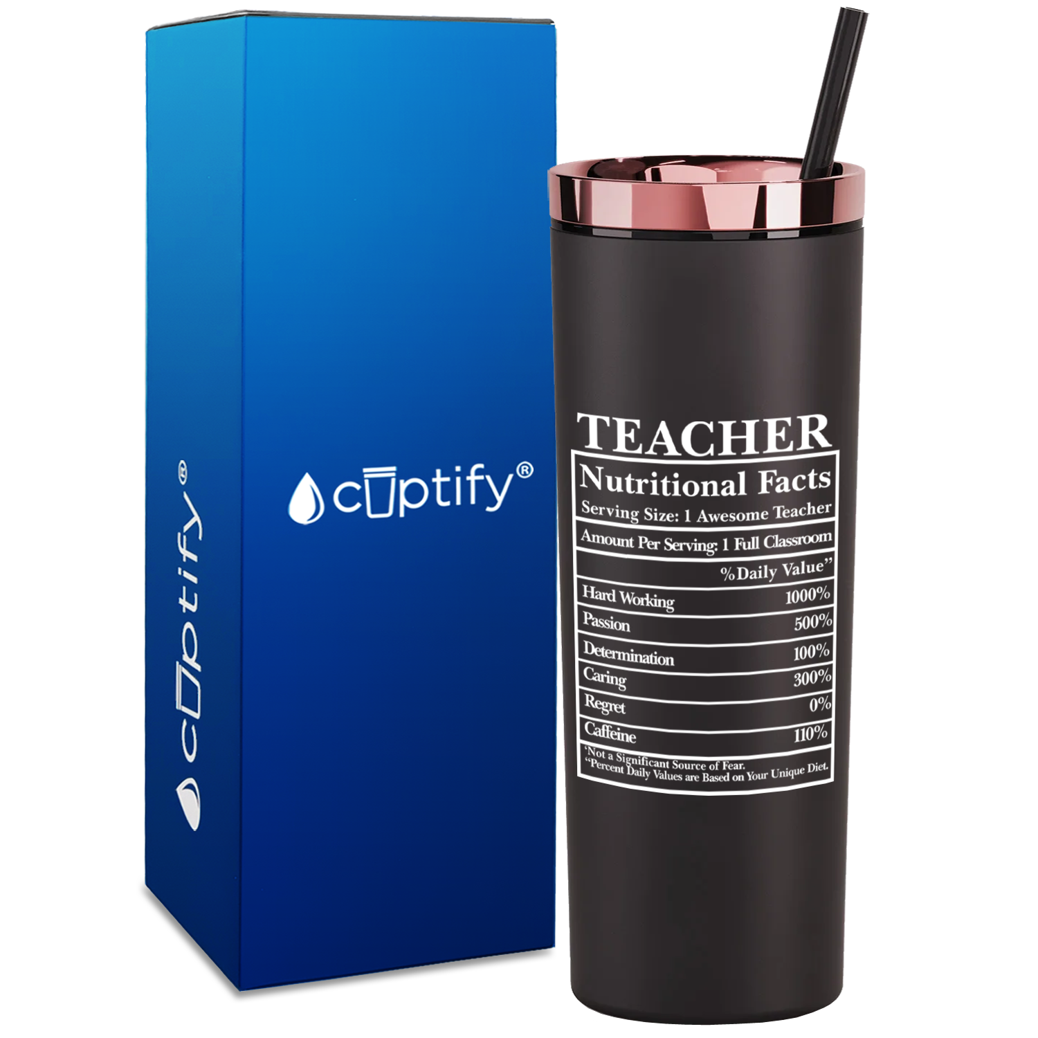 Teacher Nutritional Facts on 18oz Acrylic Teacher Tumbler