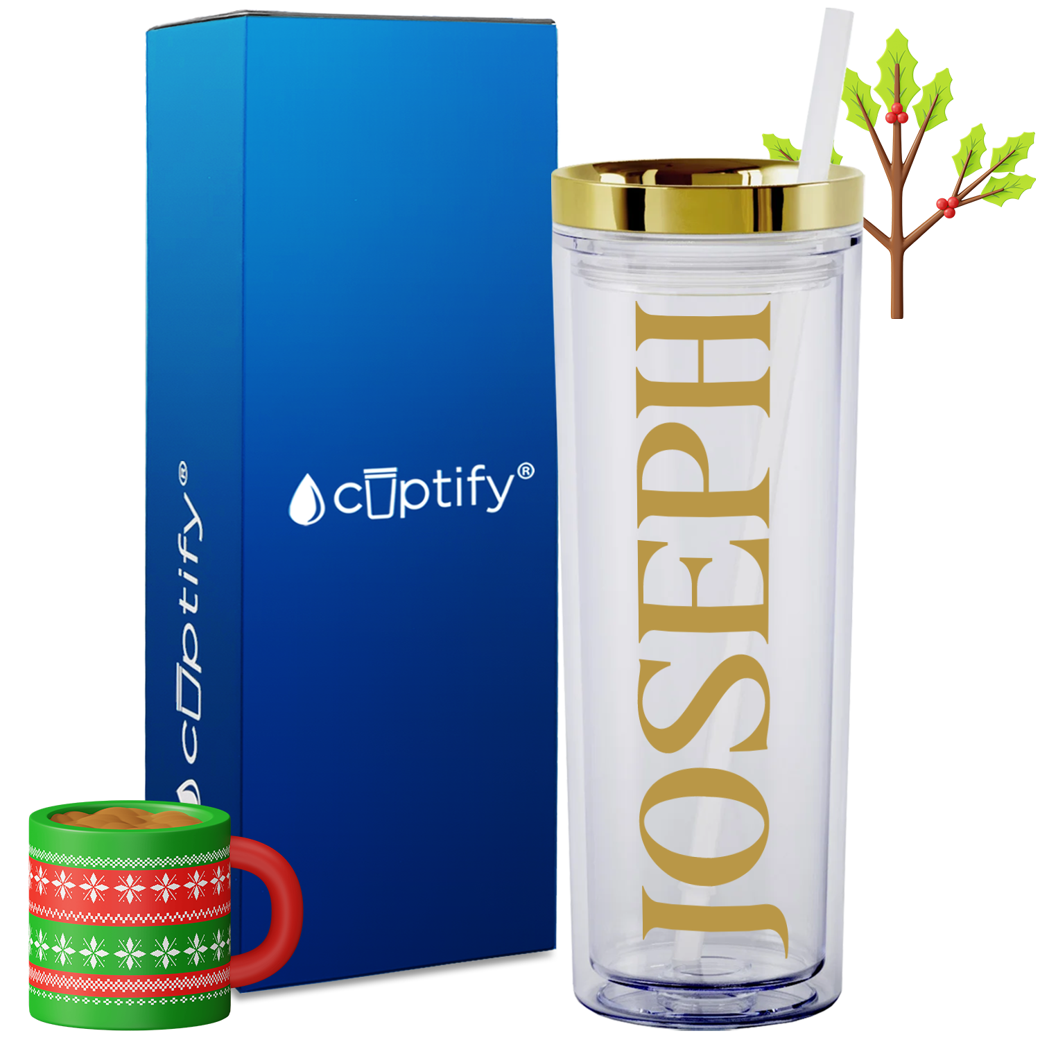 Personalized Merry Style on 18oz Acrylic Christmas Tumbler