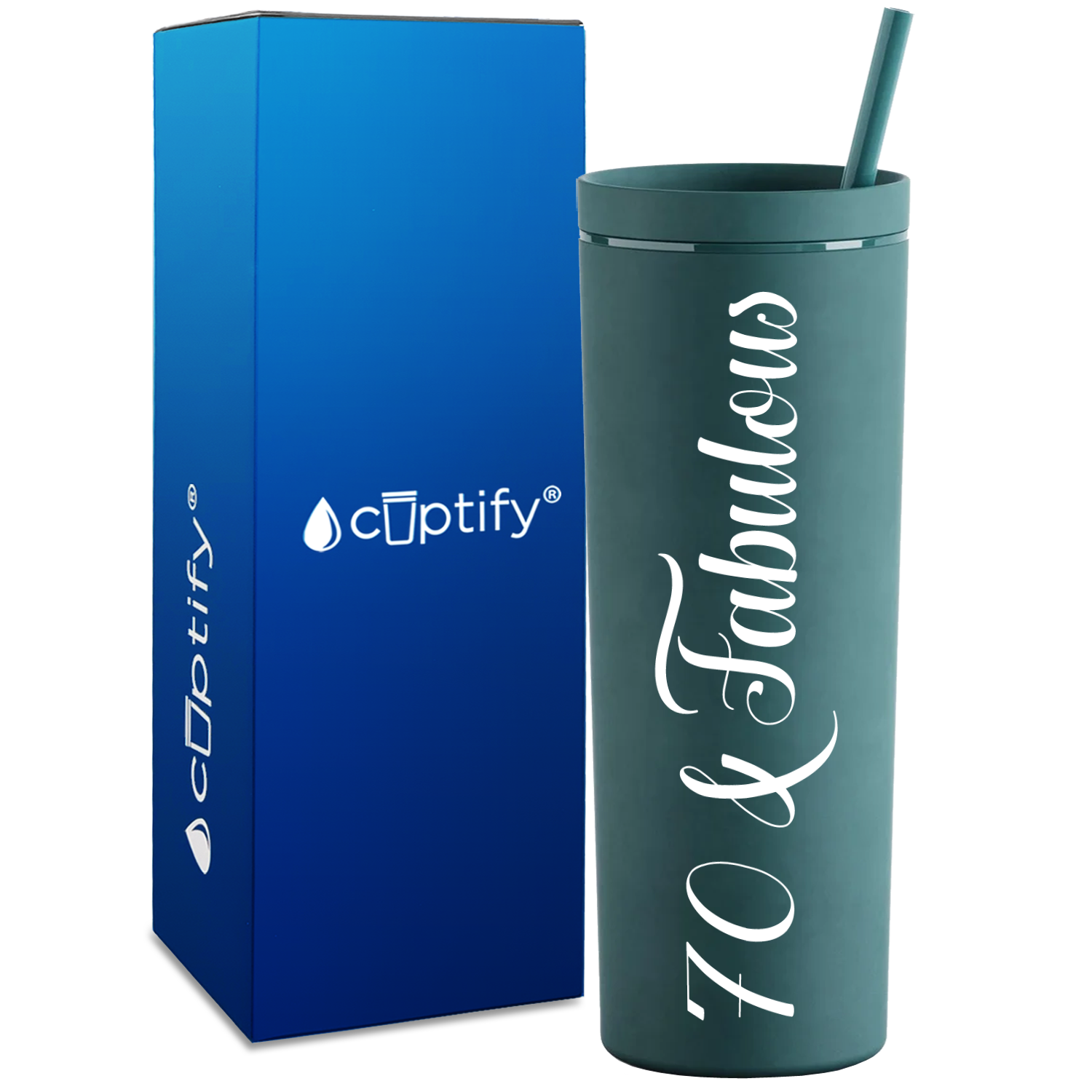 70 and Fabulous on 18oz Acrylic Skinny Tumbler