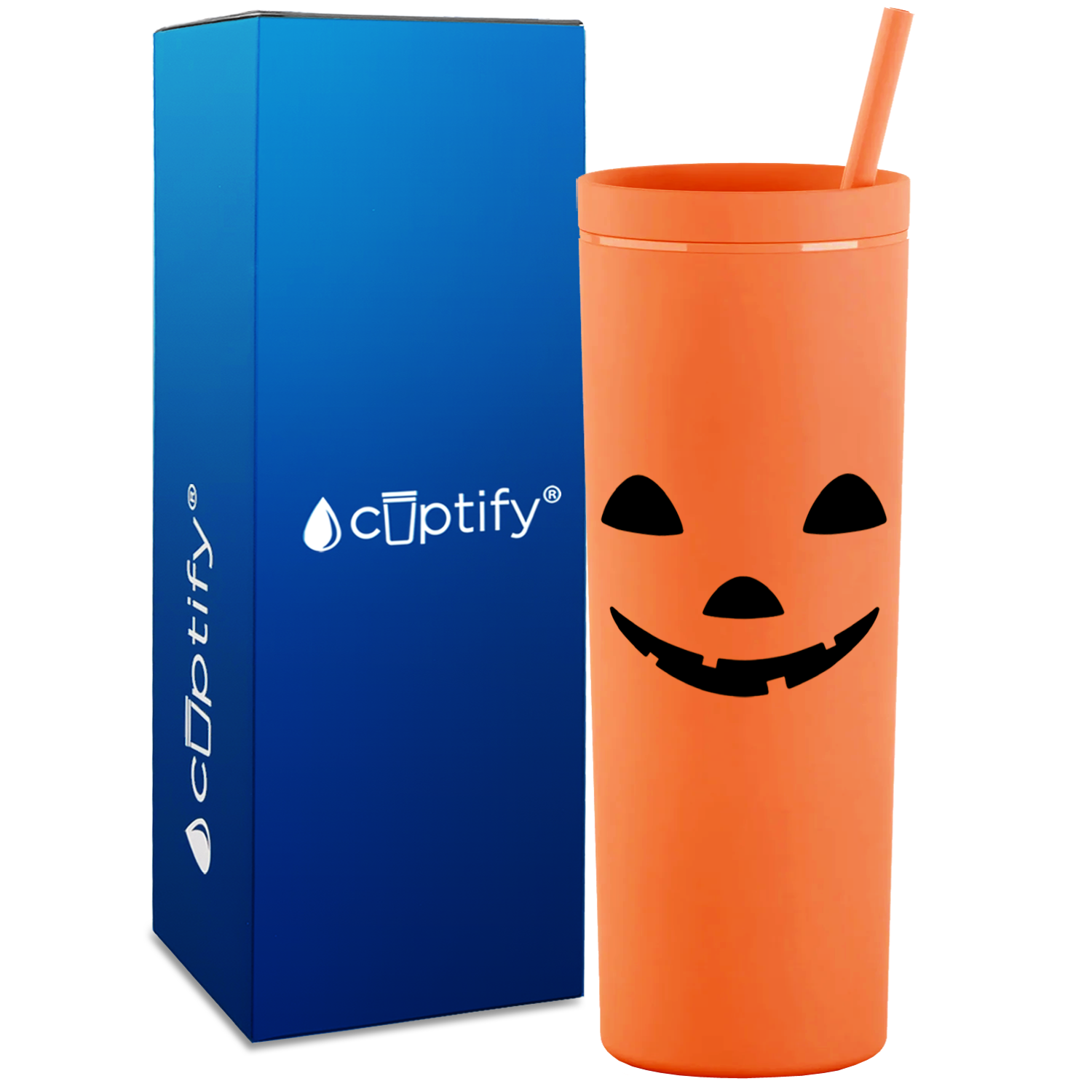 Jack o Lantern on 18oz Acrylic Halloween Skinny Tumbler