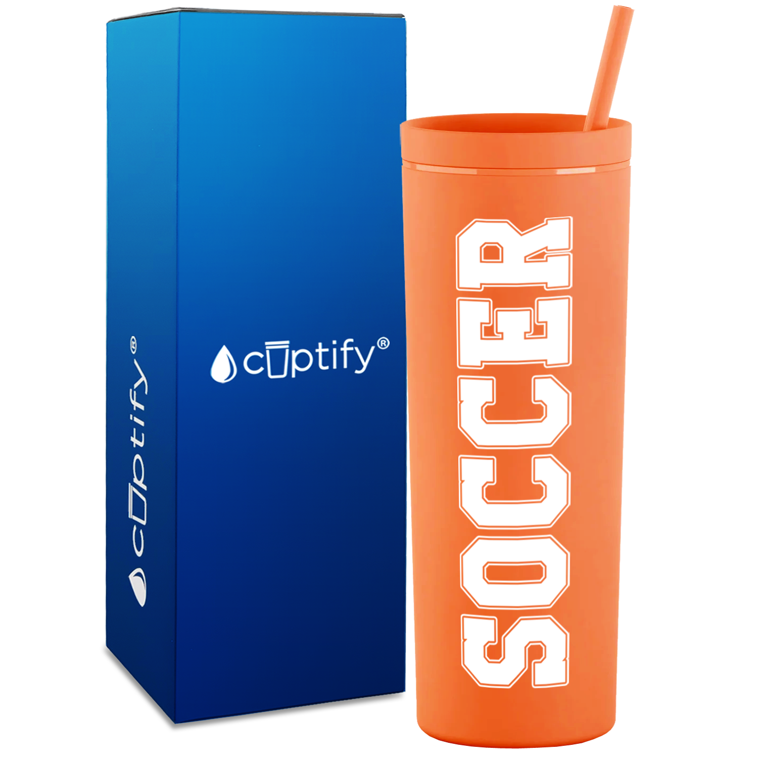 Soccer on 18oz Acrylic Skinny Tumbler