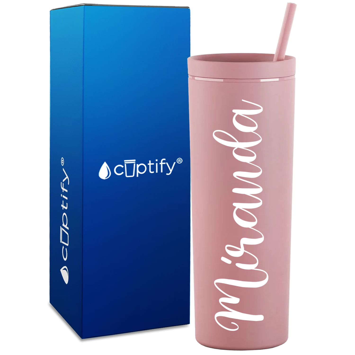 Personalized Miranda Style on 18oz Acrylic Skinny Tumbler