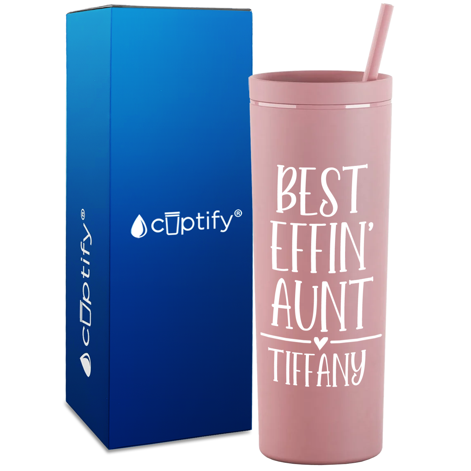 Personalized Best Effin' Aunt on 18oz Acrylic Skinny Tumbler